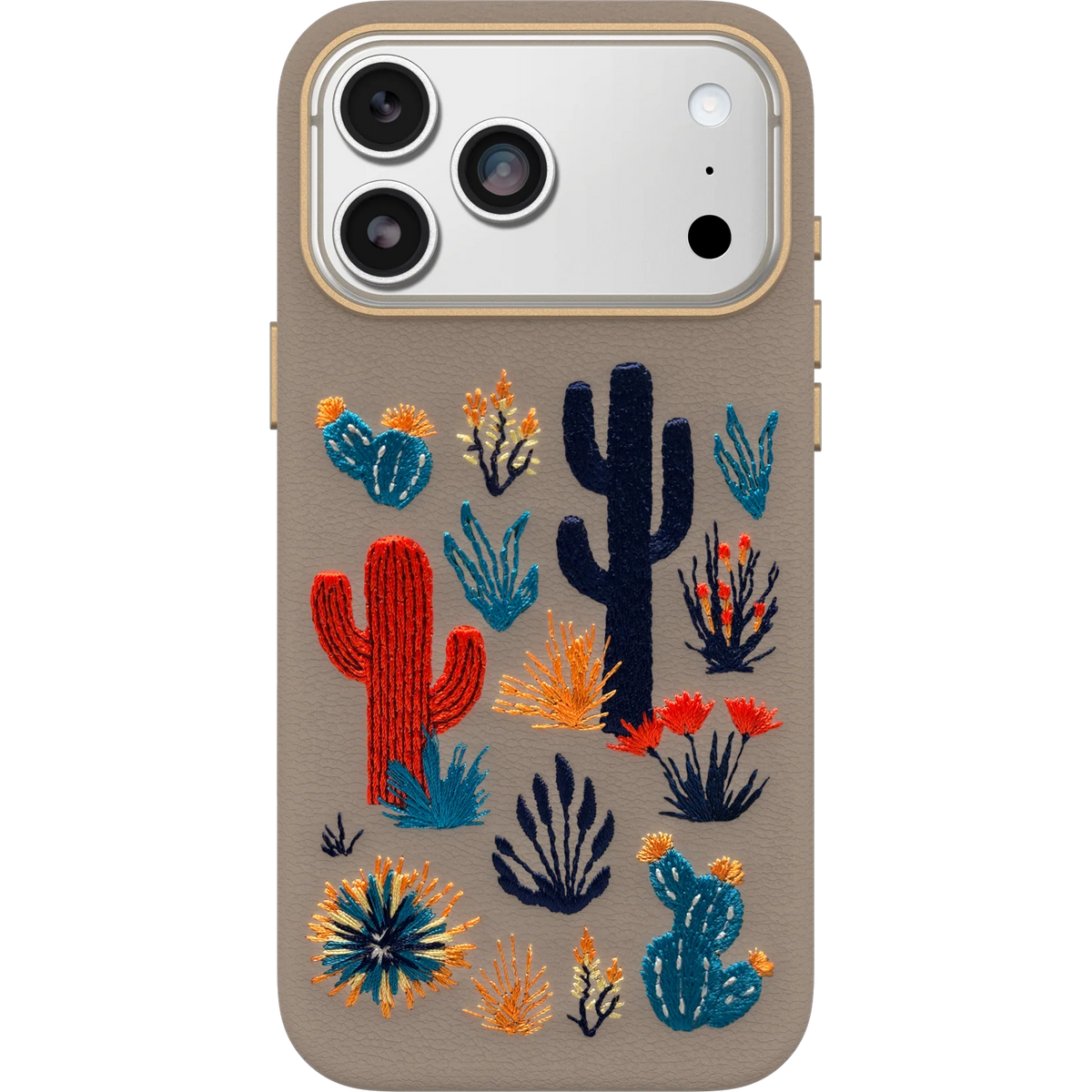 iPhone 18 Pro Max and iPhone 17 Pro Max Symmetry Series Cactus Leather Embroidery Case