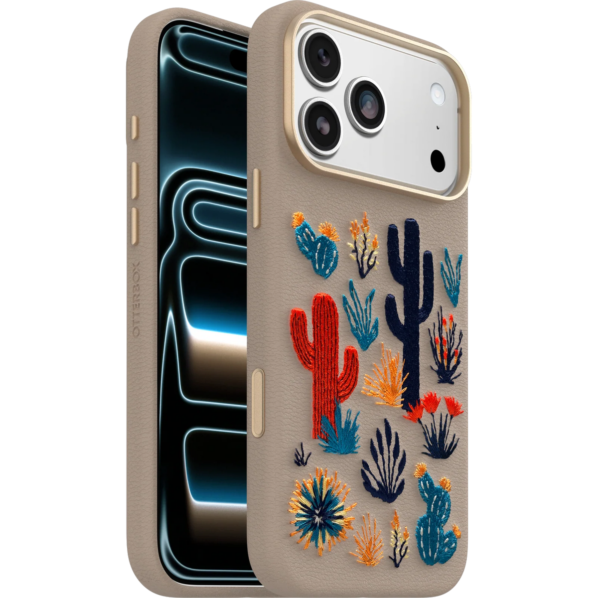 iPhone 18 Pro Max and iPhone 17 Pro Max Symmetry Series Cactus Leather Embroidery Case